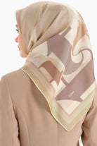 T Logolu Twill İpek Eşarp - Açık Kahve TUGBA