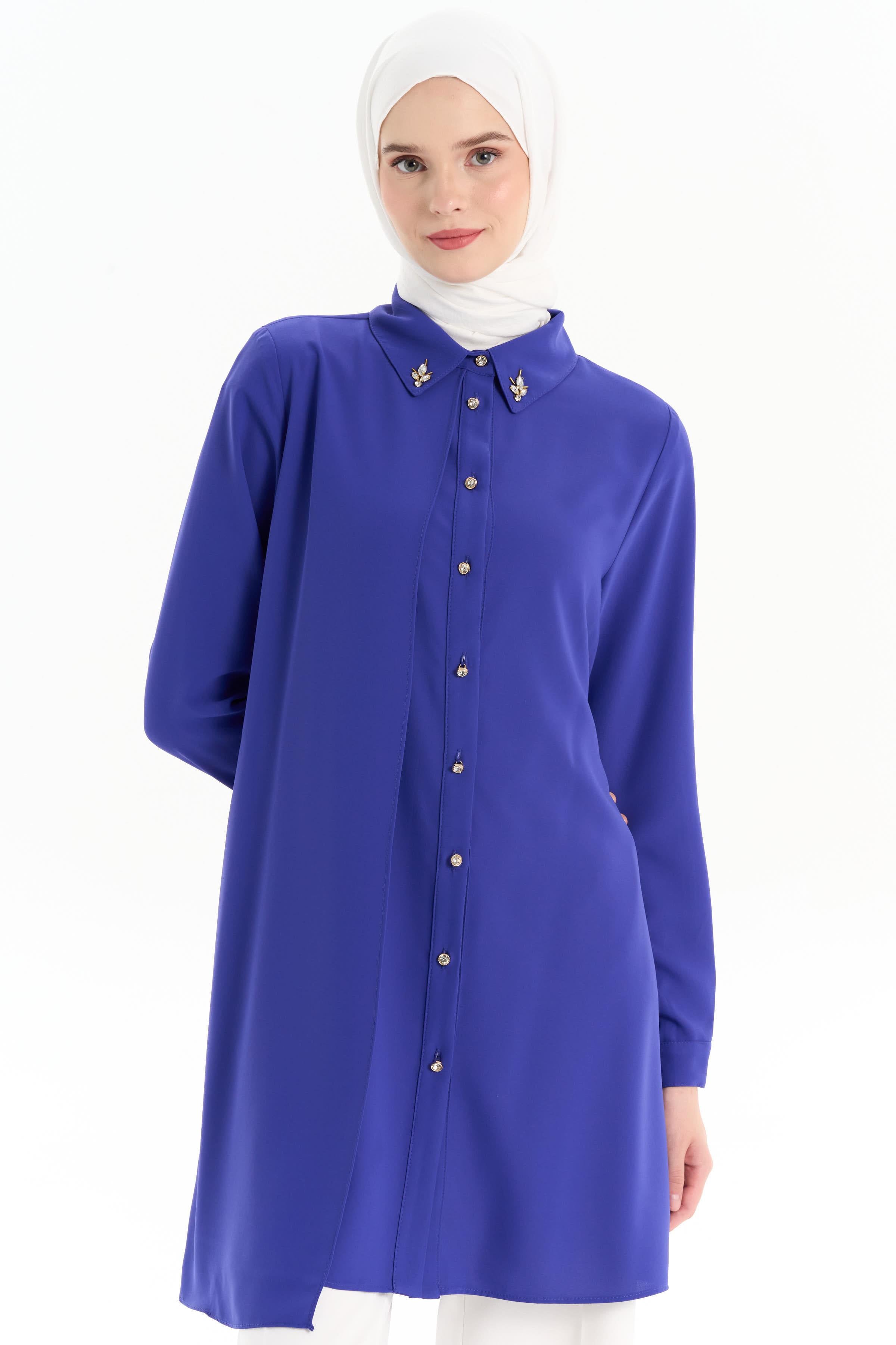 Taş Aksesuarlı Şık Tunik - Menekşe TUGBA