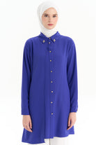 Taş Aksesuarlı Şık Tunik - Menekşe TUGBA