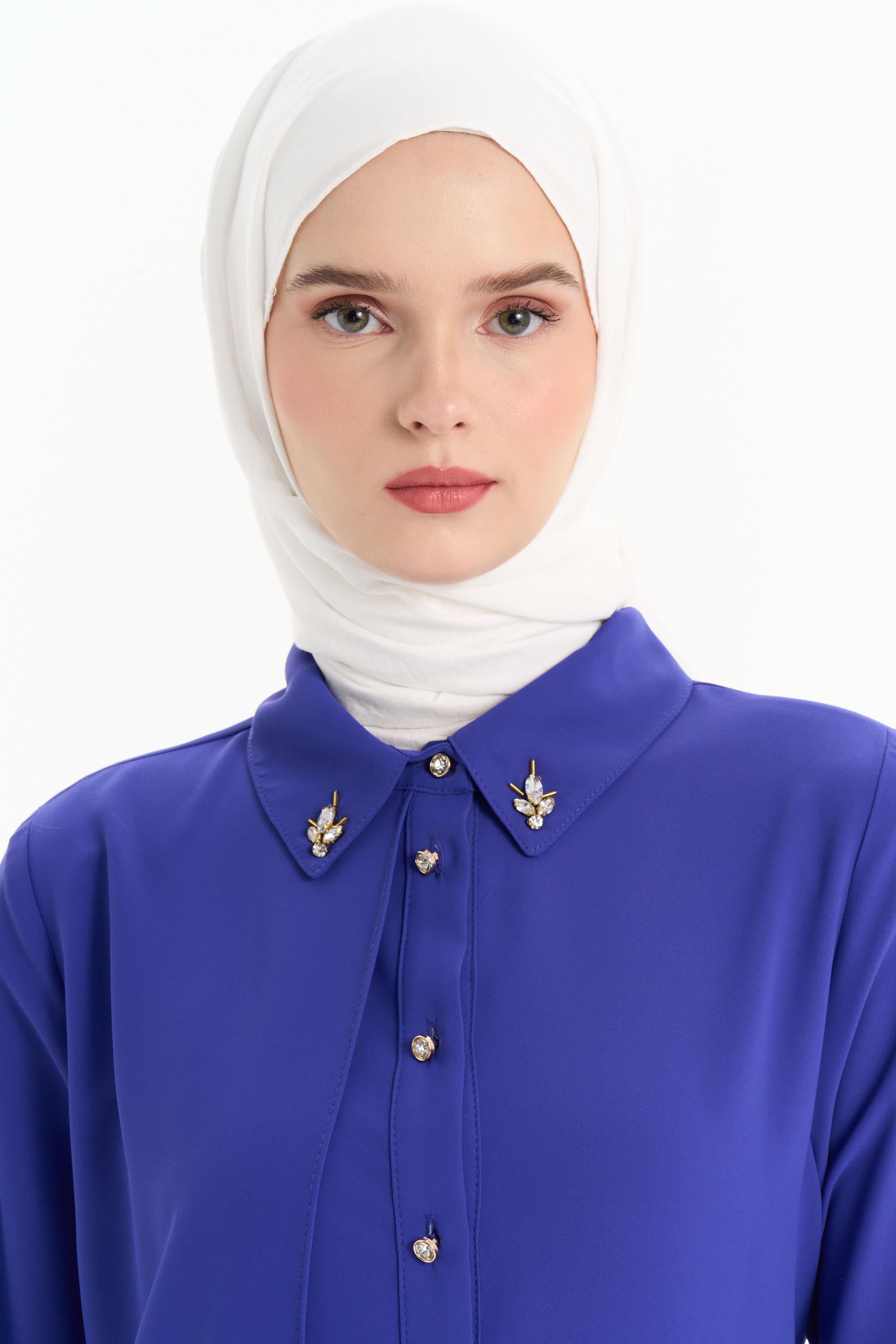 Taş Aksesuarlı Şık Tunik - Menekşe TUGBA