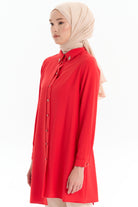 Taş Aksesuarlı Şık Tunik - Mercan TUGBA