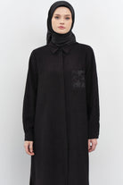 Taşlı Cep Detaylı Tunik - Siyah TUGBA