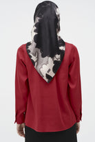 Ters Gizli Patlı Pileli Gömlek - Kırmızı TUGBA