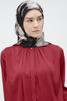 Ters Gizli Patlı Pileli Gömlek - Kırmızı TUGBA