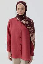 Ters Kapamalı Keten Gömlek - Mercan TUGBA