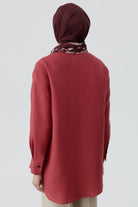 Ters Kapamalı Keten Gömlek - Mercan TUGBA