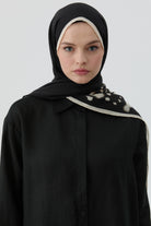 Ters Kapamalı Keten Gömlek - Siyah TUGBA