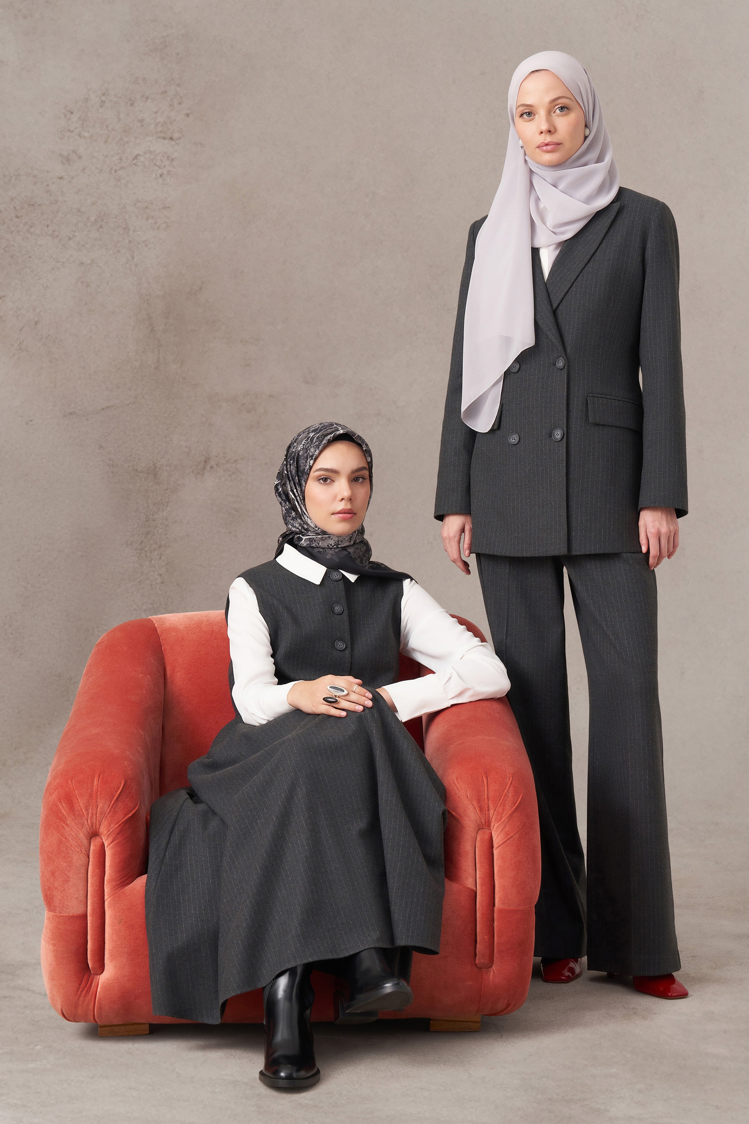 Çizgi Desenli Ceket - Antrasit TUGBA