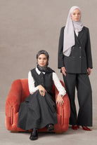 Çizgi Desenli Pantolon - Antrasit TUGBA