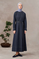Denim Elbise - Lacivert TUGBA