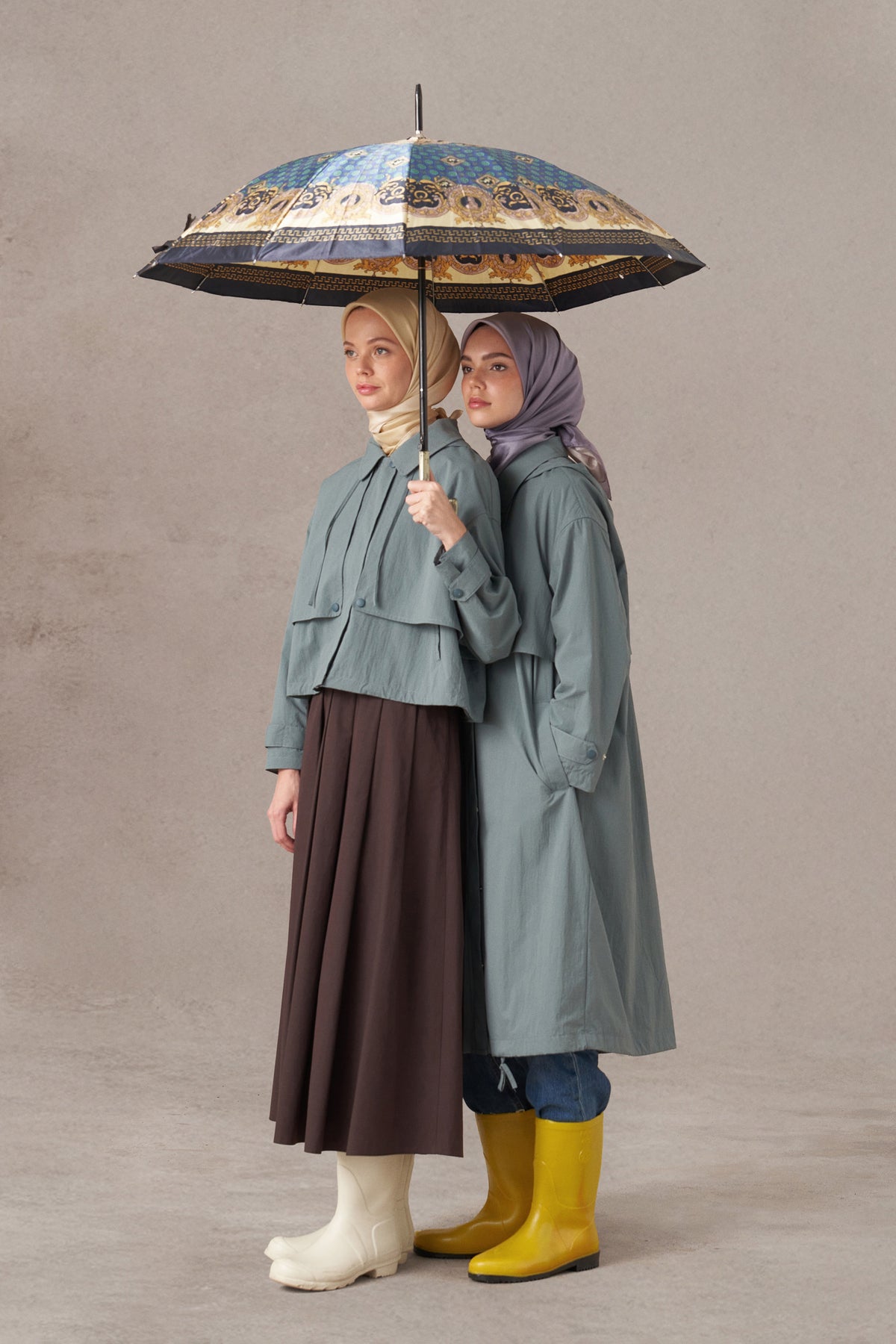 Mesh Detailed Raincoat - Mint