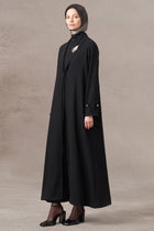 Broşlu Abaya - Siyah TUGBA