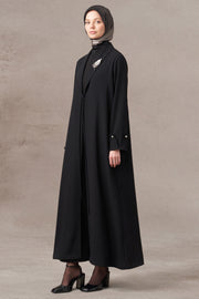 Broşlu Abaya - Siyah TUGBA