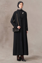 Broşlu Abaya - Siyah TUGBA