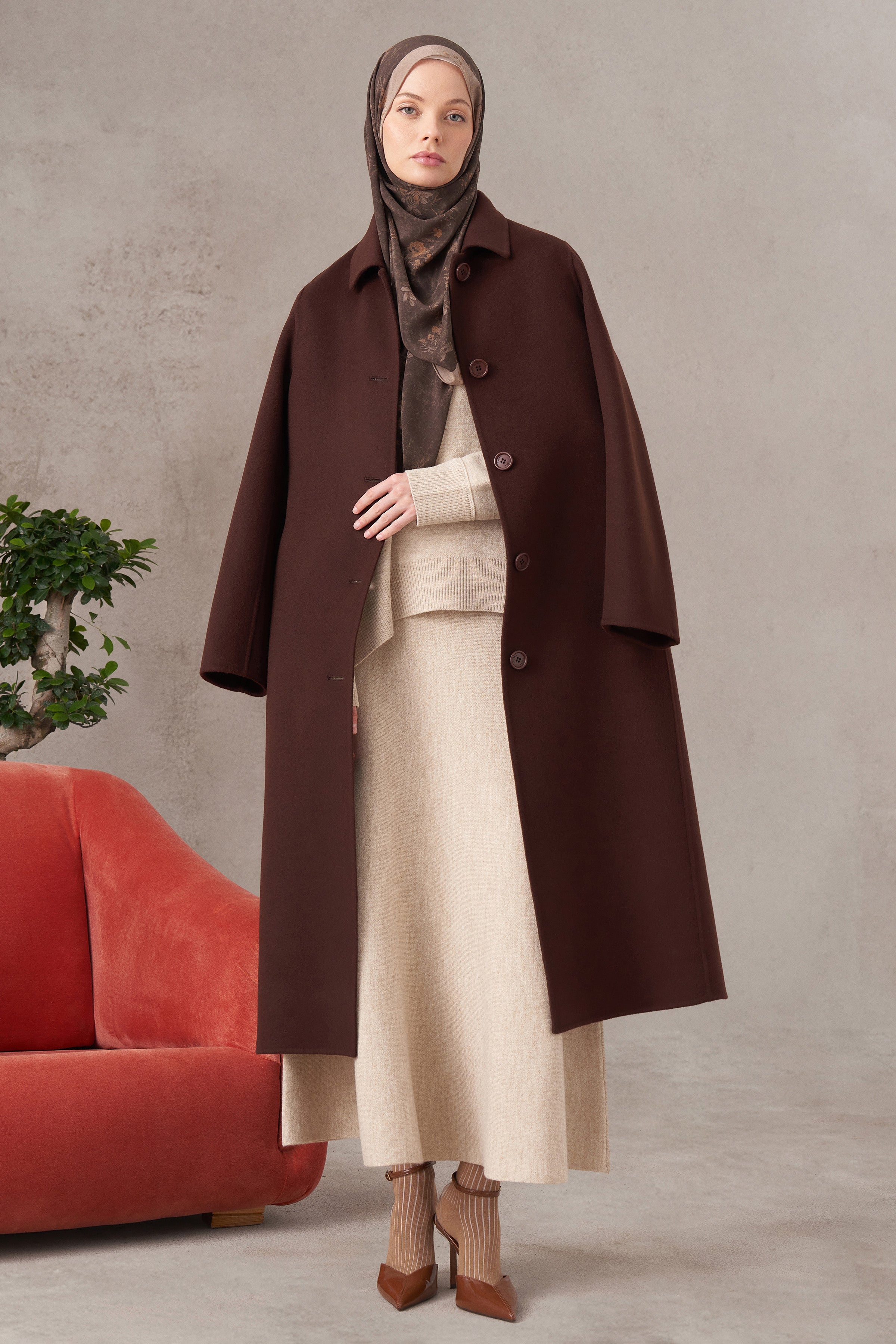 Handmade 100% Wool Shawl Collar Coat – TUĞBA