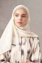 Fırça Desenli Elbise - Krem TUGBA