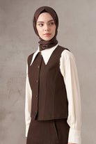 Kanvas Mini Yelek - Kahve TUGBA