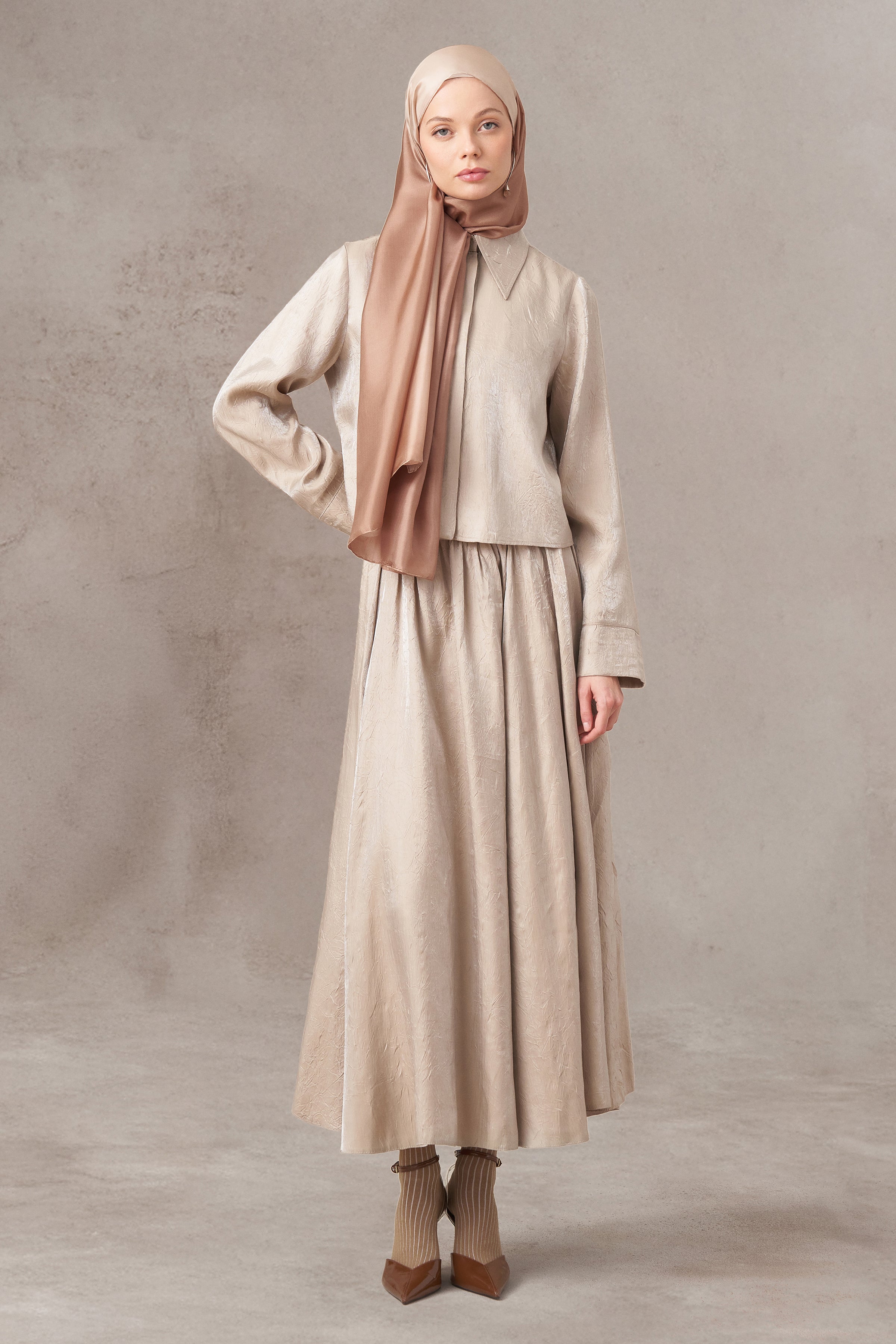 Krash Skirt Shirt Set - Mink – TUĞBA