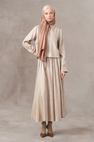 Kraş Etek Gömlek Takım - Vizon TUGBA