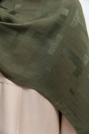 Monogram Lyocell Karışım Jakarlı Natural Şal - Haki TUĞBA