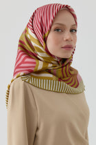 Tuğba Geo Twill İpek Eşarp - Olive TUGBA