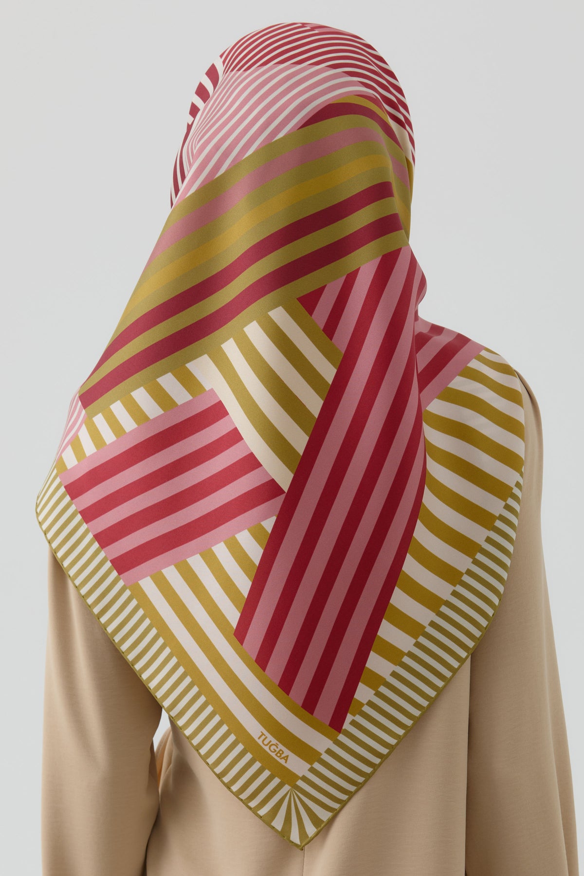 Tuğba Geo Twill İpek Eşarp - Olive TUGBA