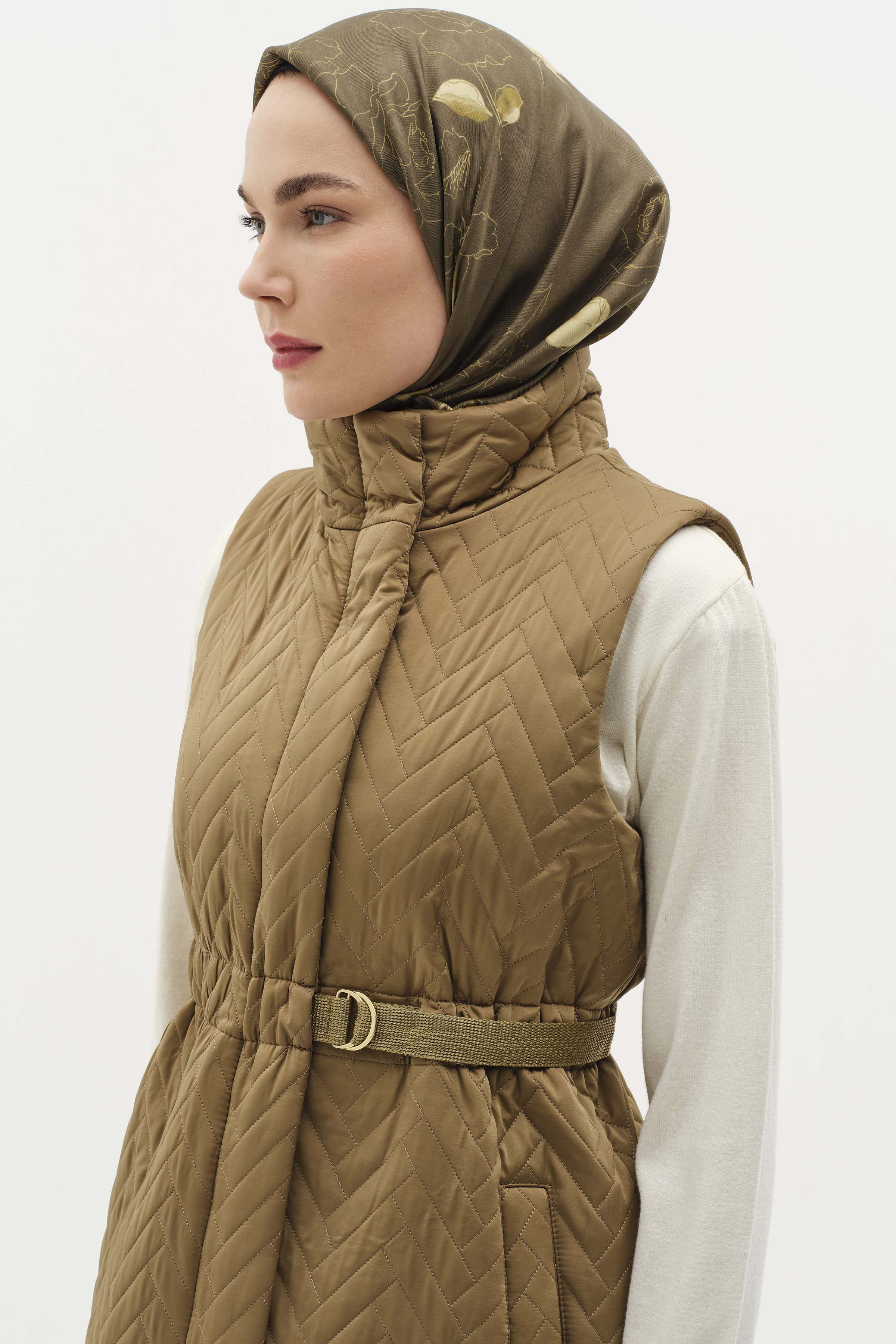 Uzun Kapitone Yelek - Olive – TUĞBA