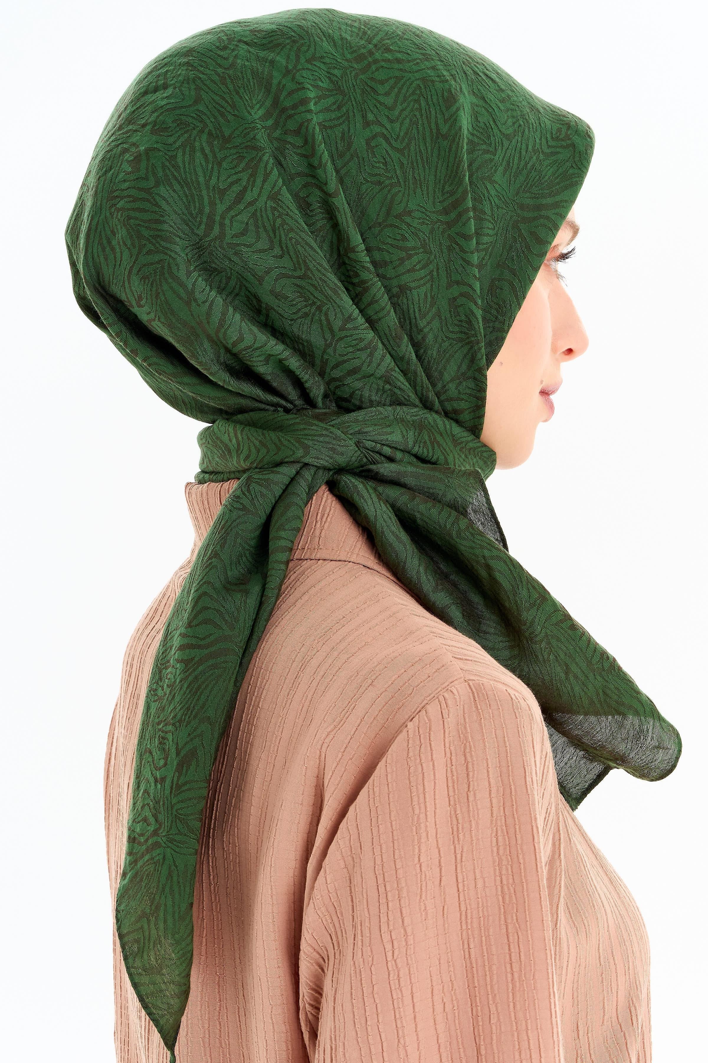 Zebra Desen Viskon Eşarp - Haki TUGBA