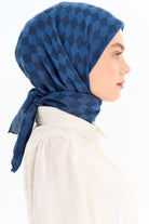 Dama Desen Viskon Eşarp - İndigo TUGBA
