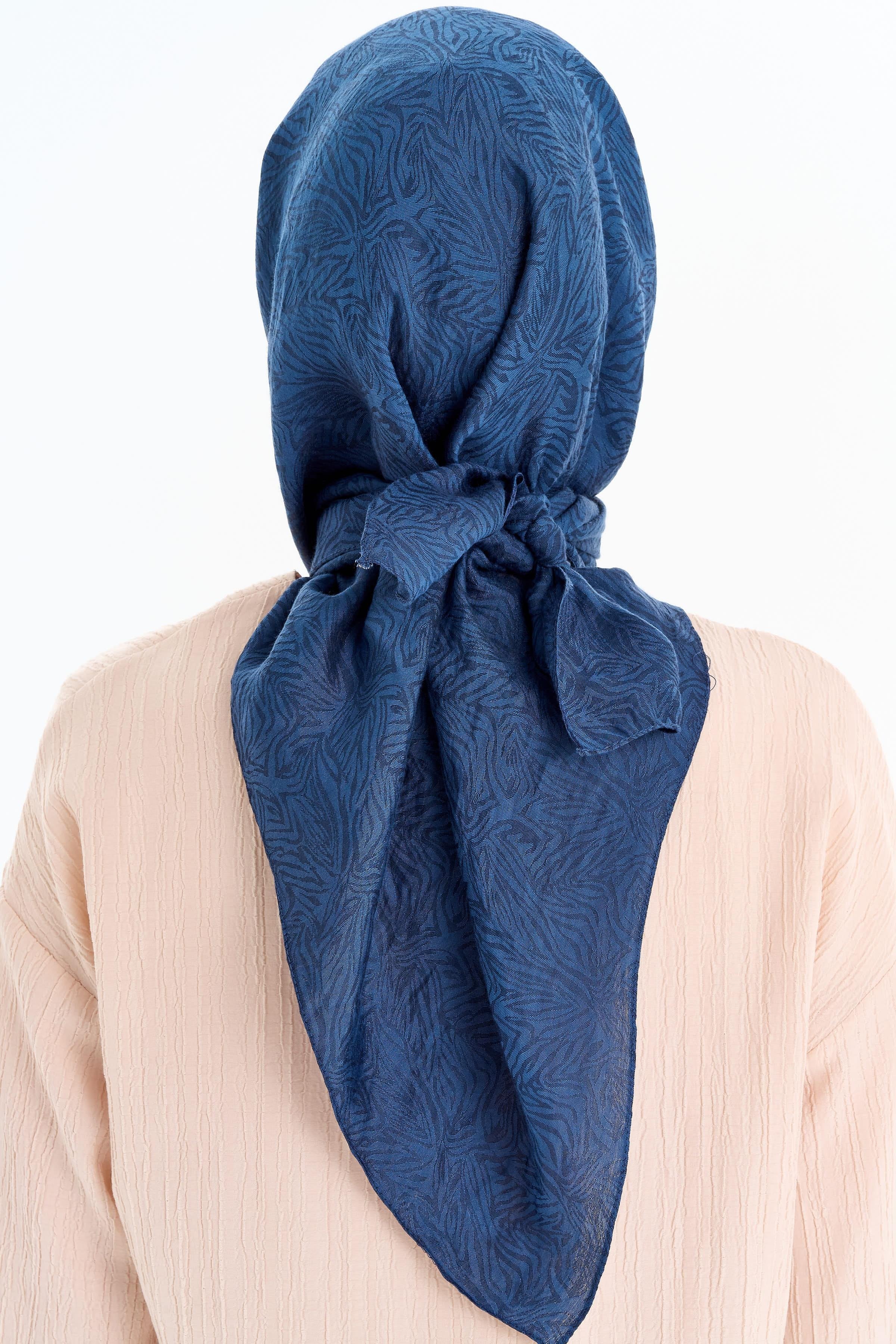 Zebra Desen Viskon Eşarp - İndigo TUGBA