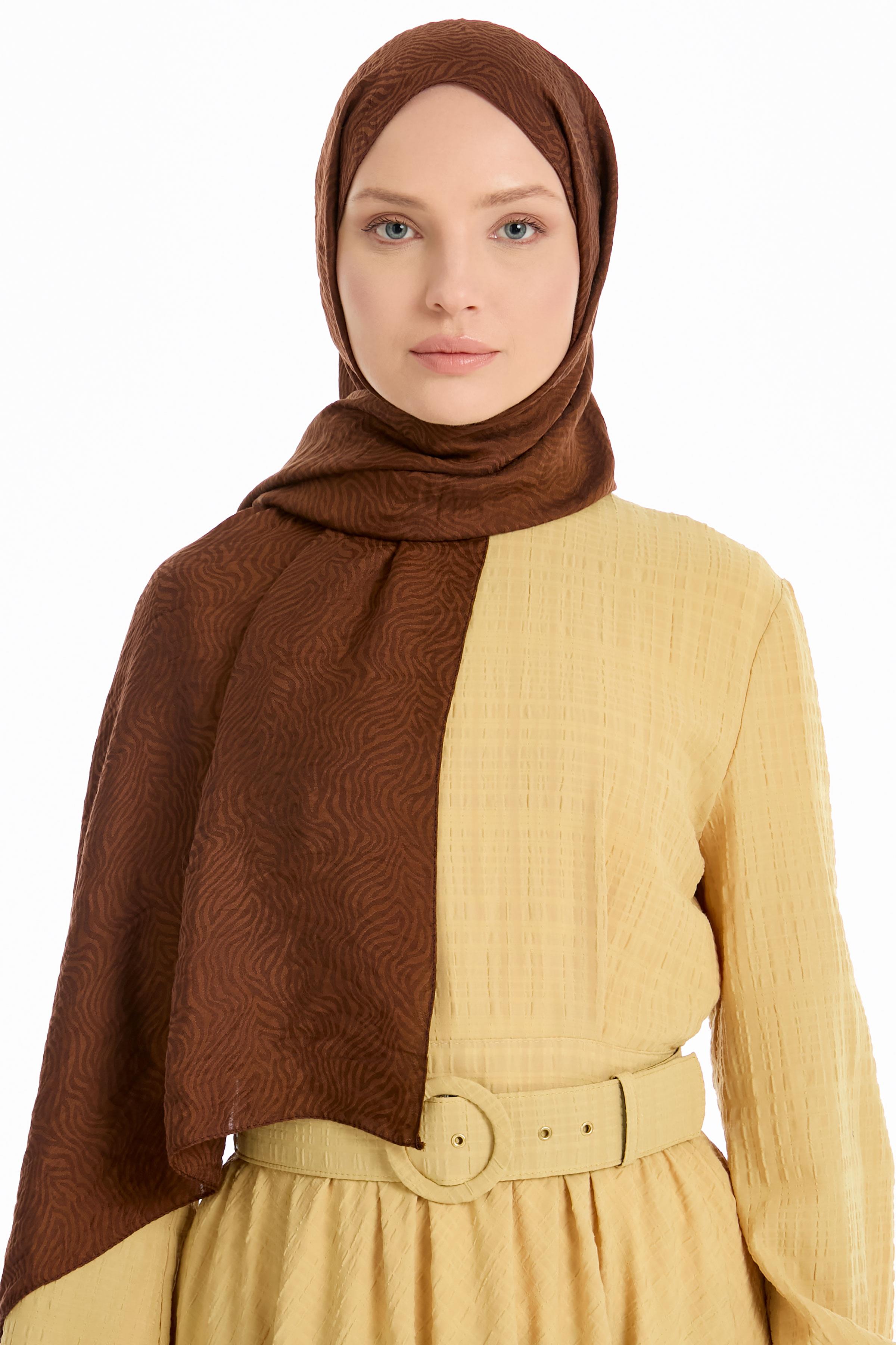 Zebra Desen Viskon Şal - Açık Kahve TUGBA