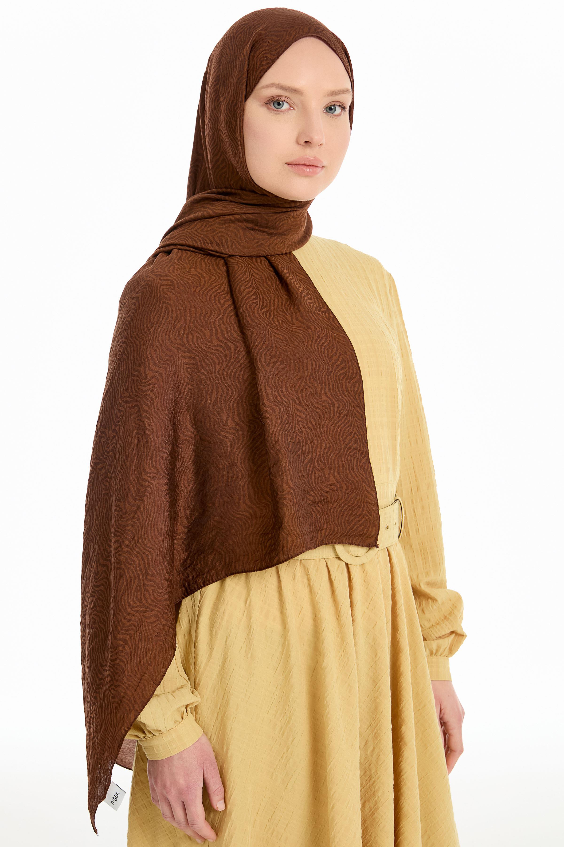 Zebra Desen Viskon Şal - Açık Kahve TUGBA