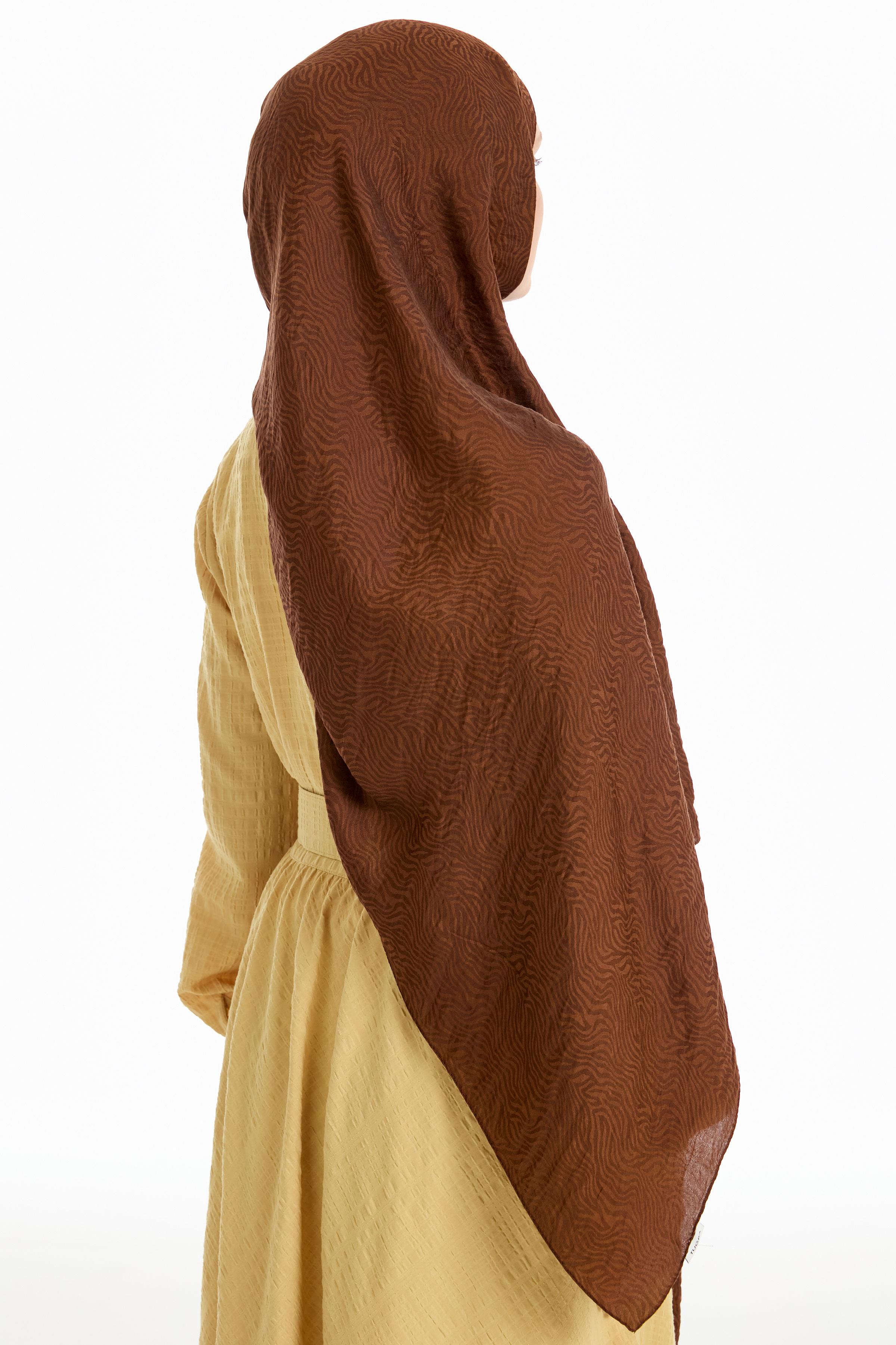 Zebra Desen Viskon Şal - Açık Kahve TUGBA