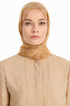 Dama Desen Viskon Şal - Camel TUGBA