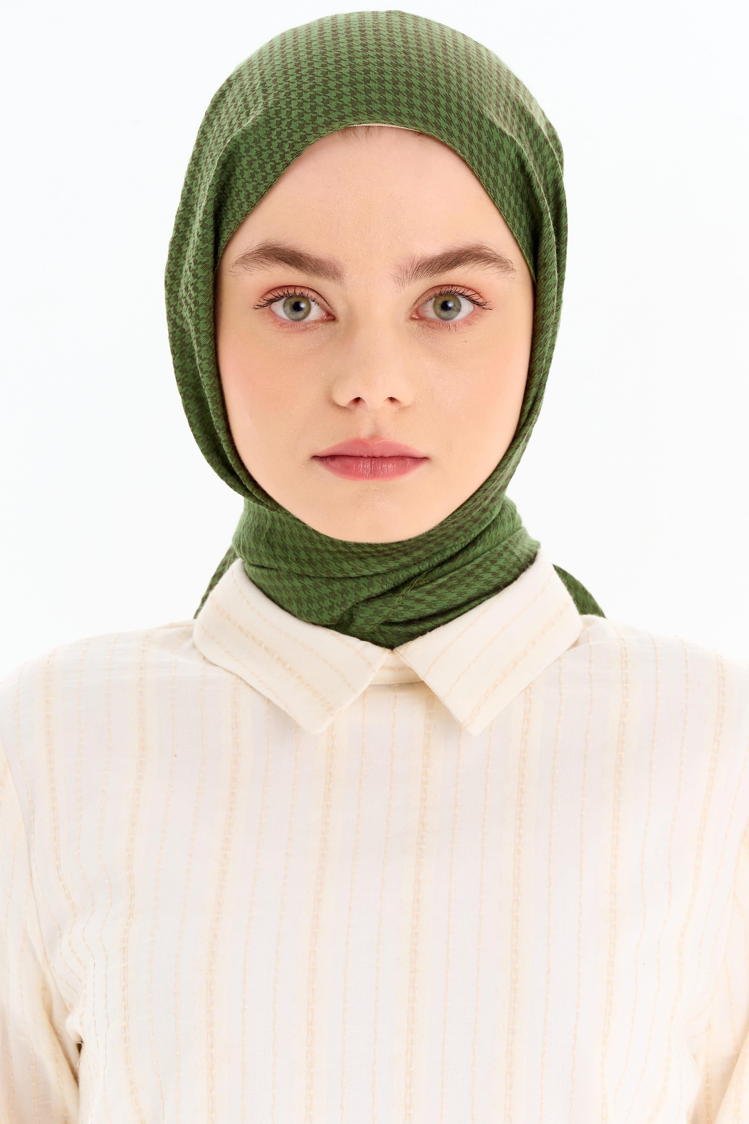 Kazayağı Desen Viskon Şal - Haki TUGBA