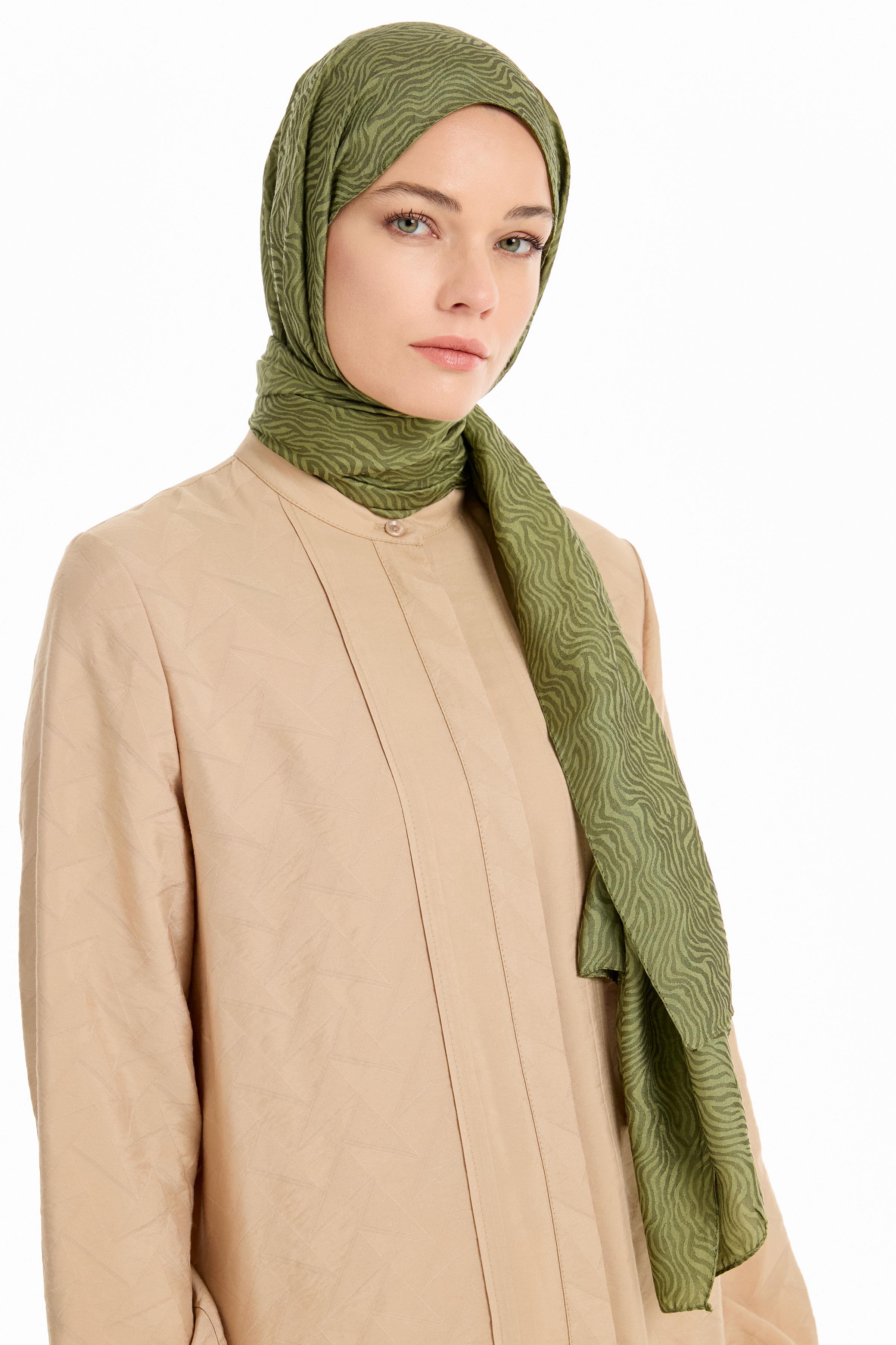 Zebra Desen Viskon Şal - Yeşil TUGBA