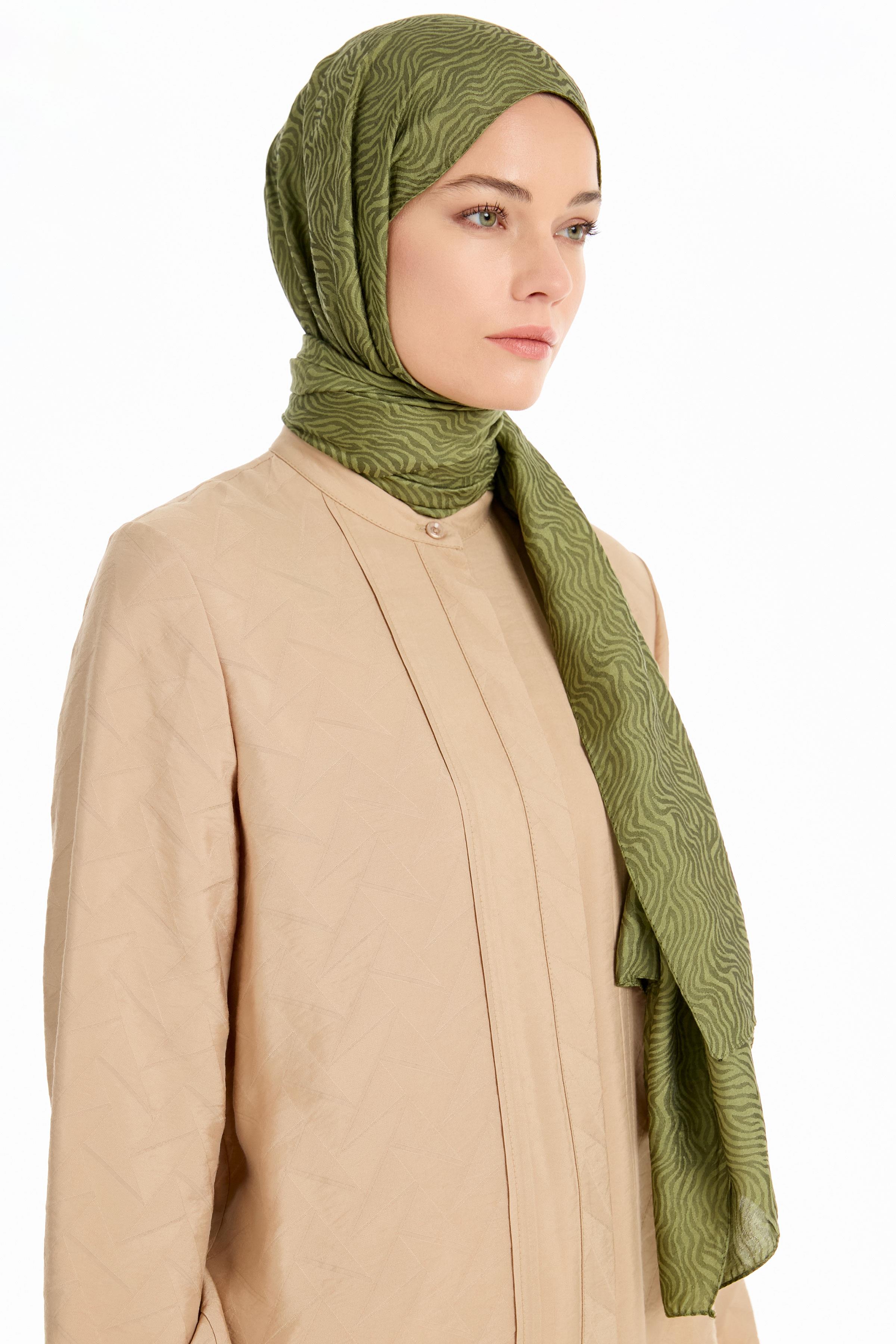 Zebra Desen Viskon Şal - Yeşil TUGBA