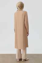 Yakası Bağcıklı Pileli Tunik - Bej TUGBA