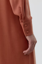 Yakası Bağcıklı Pileli Tunik - Tarçın TUGBA