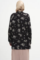 Yakası Pile Detaylı Bluz - Siyah TUGBA