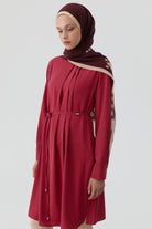 Yakası Pile Detaylı Tunik - Gül Kurusu TUGBA