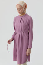 Yakası Pile Detaylı Tunik - Lila TUGBA