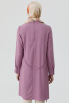Yakası Pile Detaylı Tunik - Lila TUGBA