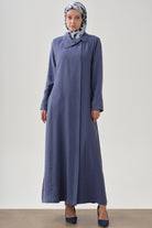 Yandan Gizli Pat Kapamalı Pardesü - İndigo TUGBA