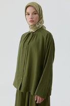 Yandan Yırtmaçlı Gömlek - Haki TUGBA