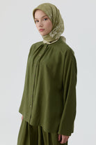 Yandan Yırtmaçlı Gömlek - Haki TUGBA