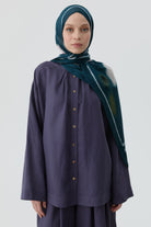 Yandan Yırtmaçlı Gömlek - İndigo TUGBA