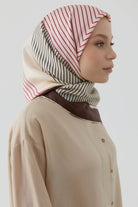 Yansıma Twill İpek Eşarp - Kahve - Bej TUGBA