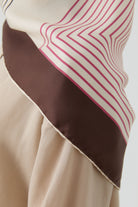 Yansıma Twill İpek Eşarp - Kahve - Bej TUGBA