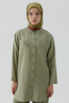 Yansıma Twill İpek Eşarp - Olive TUGBA